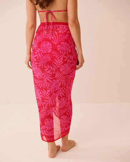 La Vie en Rose Red &amp; Pink Tropical Women Long Chiffon Pareo SKU: 80200097_P60493 Image 02