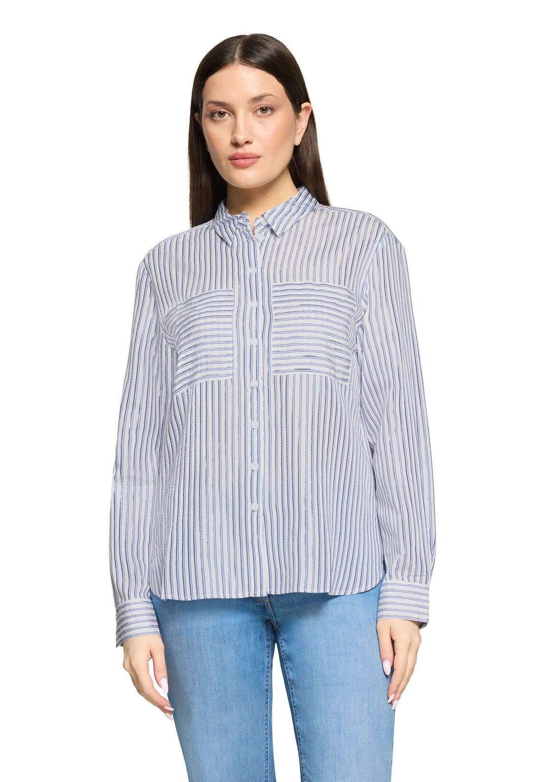 Betty Barclay White/Blue Women Blouse Long 1/1 Sleeve SKU: 8024-1856_1880 Image 02