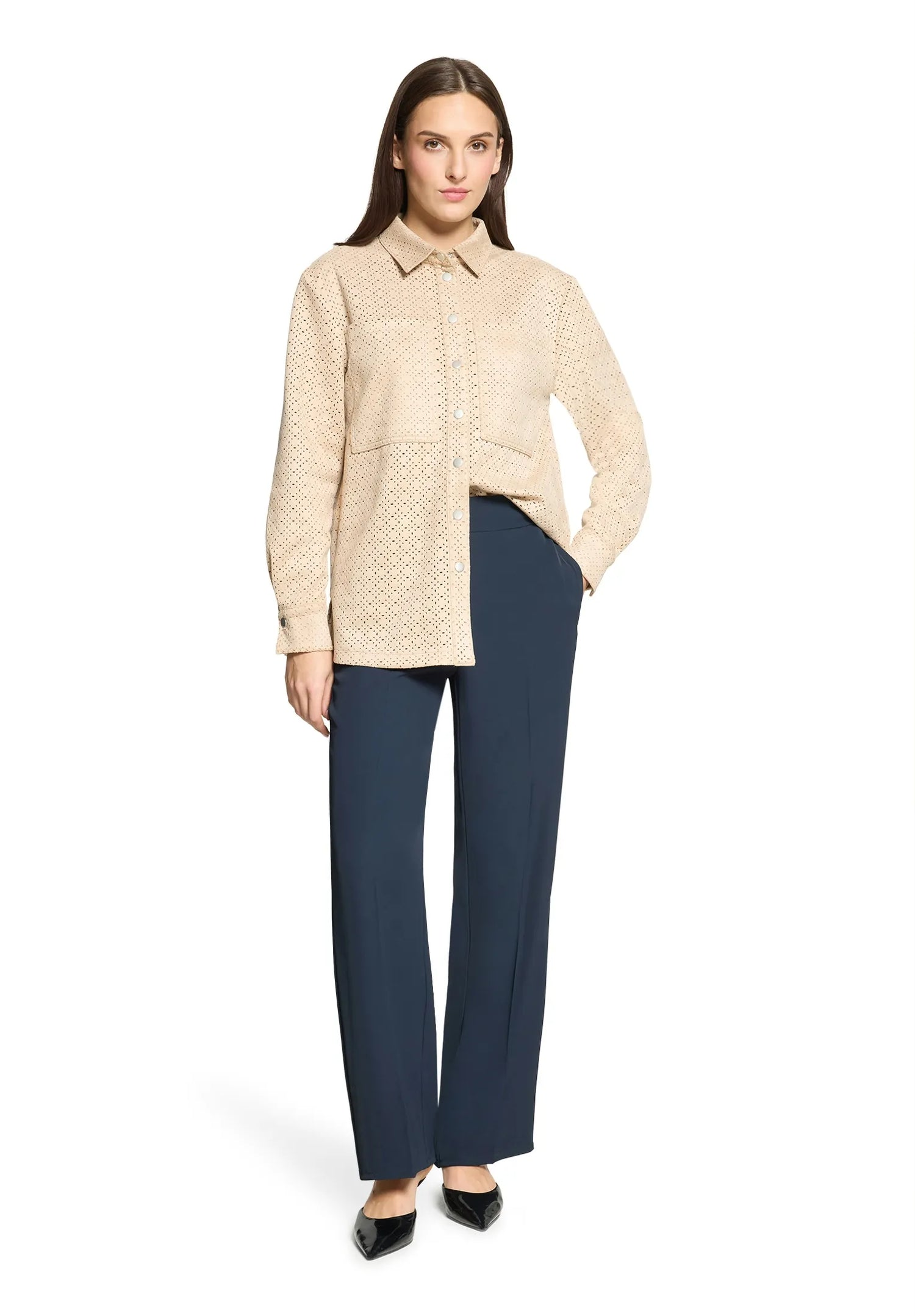 Betty Barclay Classic Beige Women Shirt Blouse with Button Placket SKU: 8026-1835_7234 Image 02