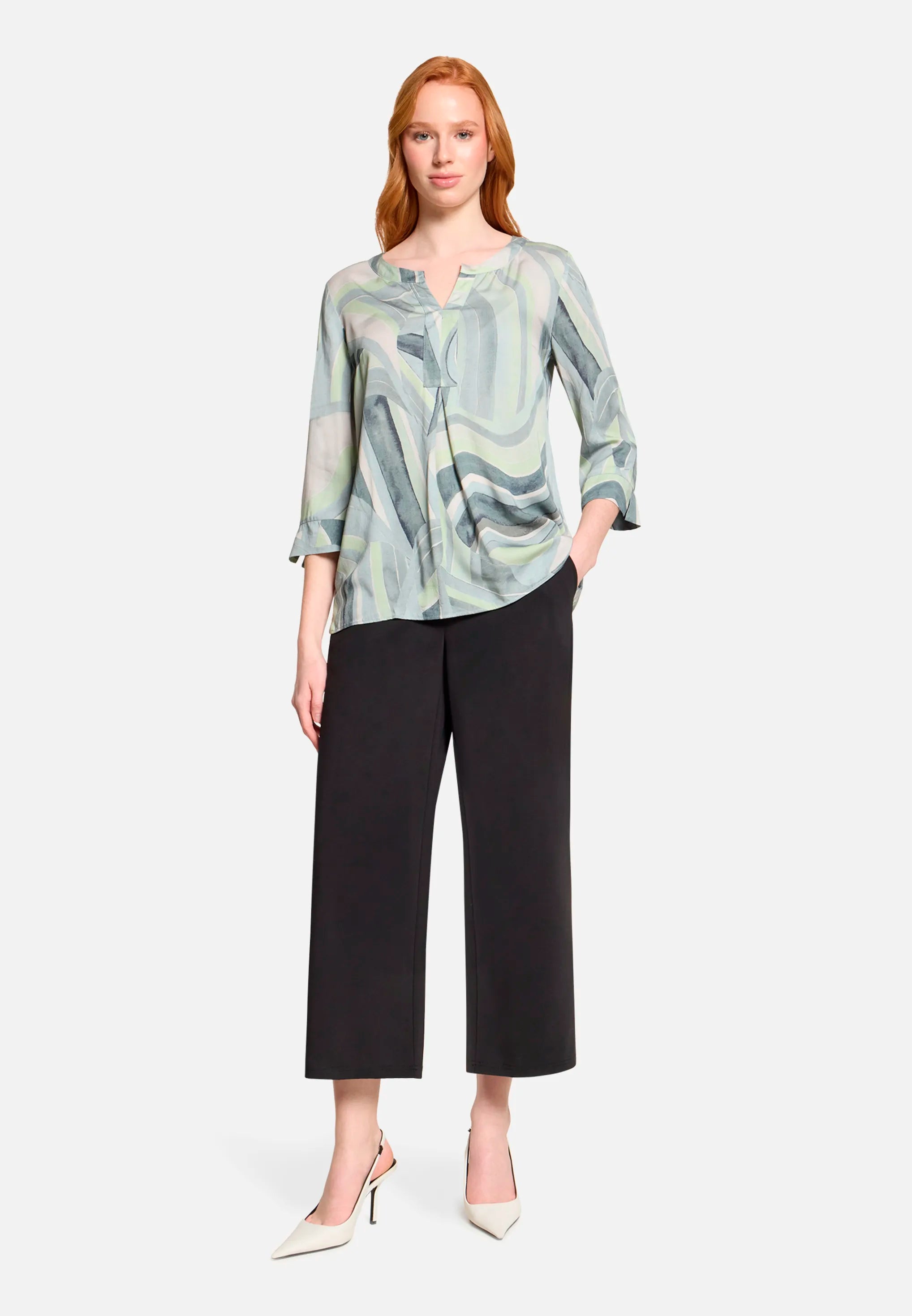Betty Barclay Mint/Green Women Patterned Slip-On Blouse SKU: 8027-1859_5806 Image 02