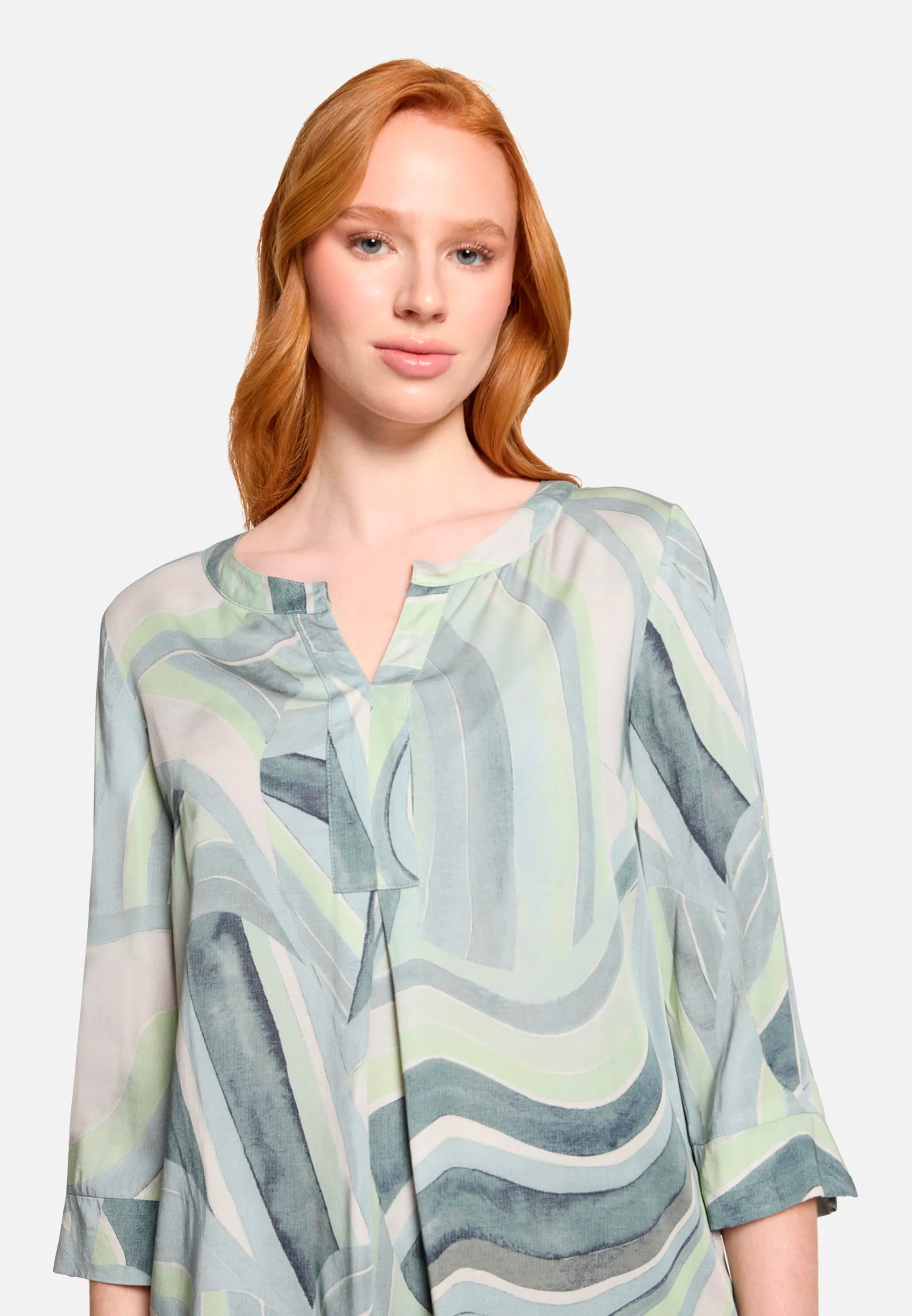Betty Barclay Mint/Green Women Patterned Slip-On Blouse SKU: 8027-1859_5806 Image 06