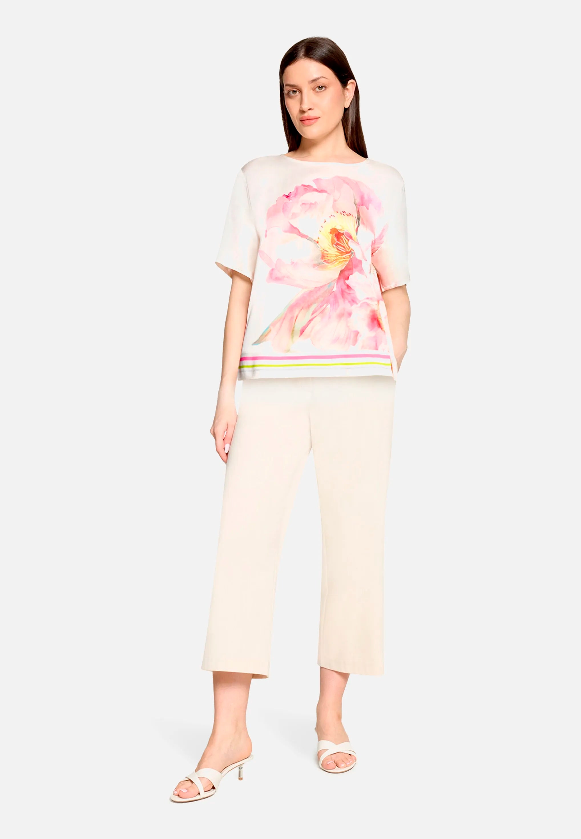 Betty Barclay Patch Cream/Rose Women Slip-On Blouse with Ribbed Cuffs SKU: 8030-1847_1945 Image 02