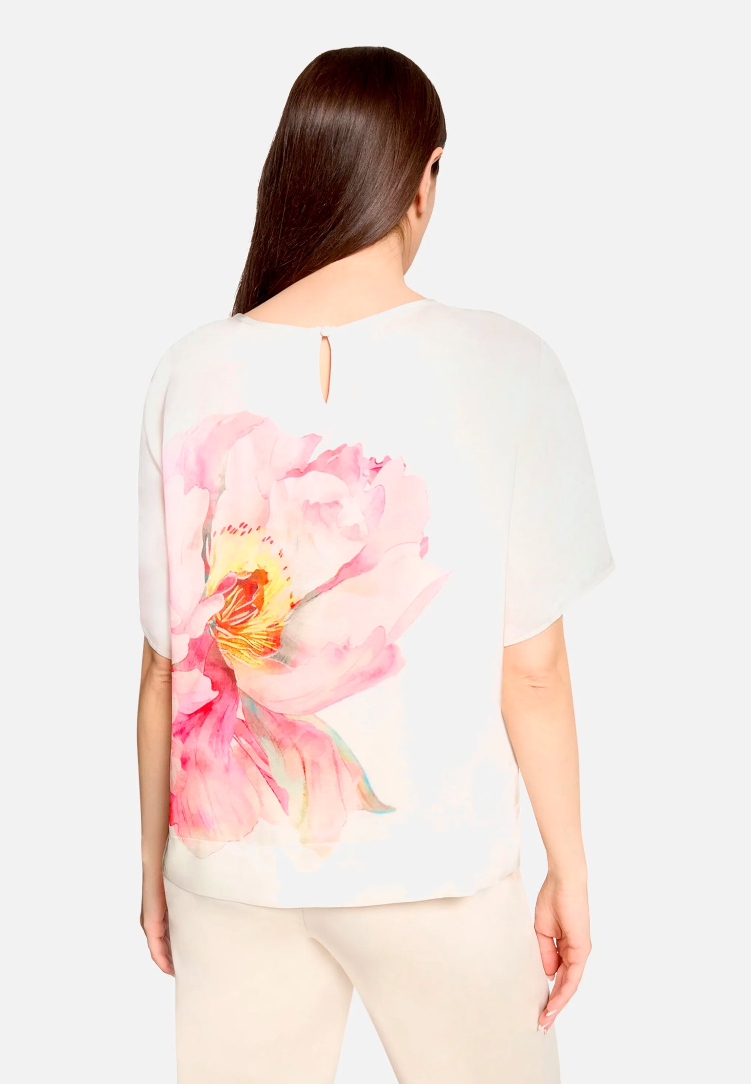Betty Barclay Patch Cream/Rose Women Slip-On Blouse with Ribbed Cuffs SKU: 8030-1847_1945 Image 03