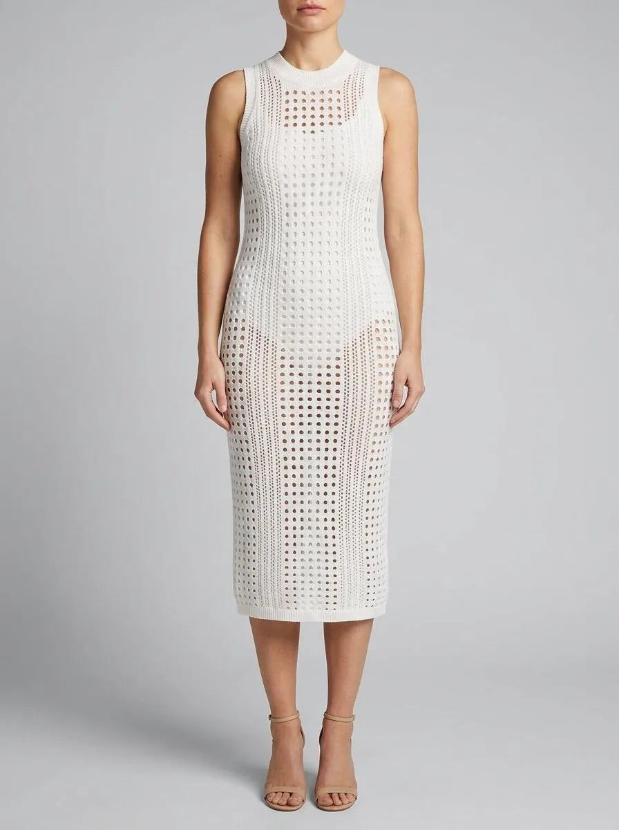 La Vie en Rose Jet Stream Women Openwork Crochet Midi Dress SKU: 80300132_10006 Image 00