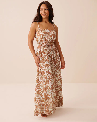 La Vie en Rose Mocha Mousse Grace Bay Placeme Women Tropical Gauze Maxi Dress SKU: 80300135_P20087 Image 01