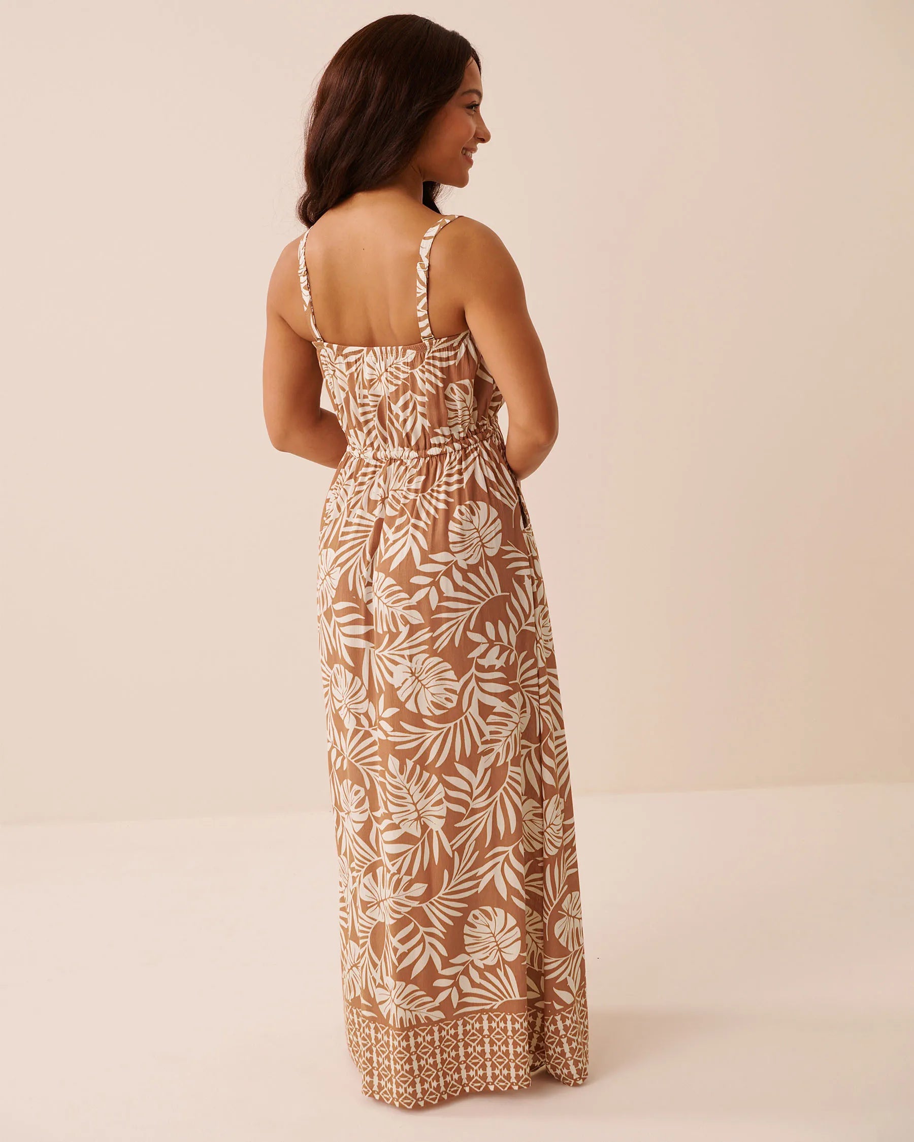 La Vie en Rose Mocha Mousse Grace Bay Placeme Women Tropical Gauze Maxi Dress SKU: 80300135_P20087 Image 02