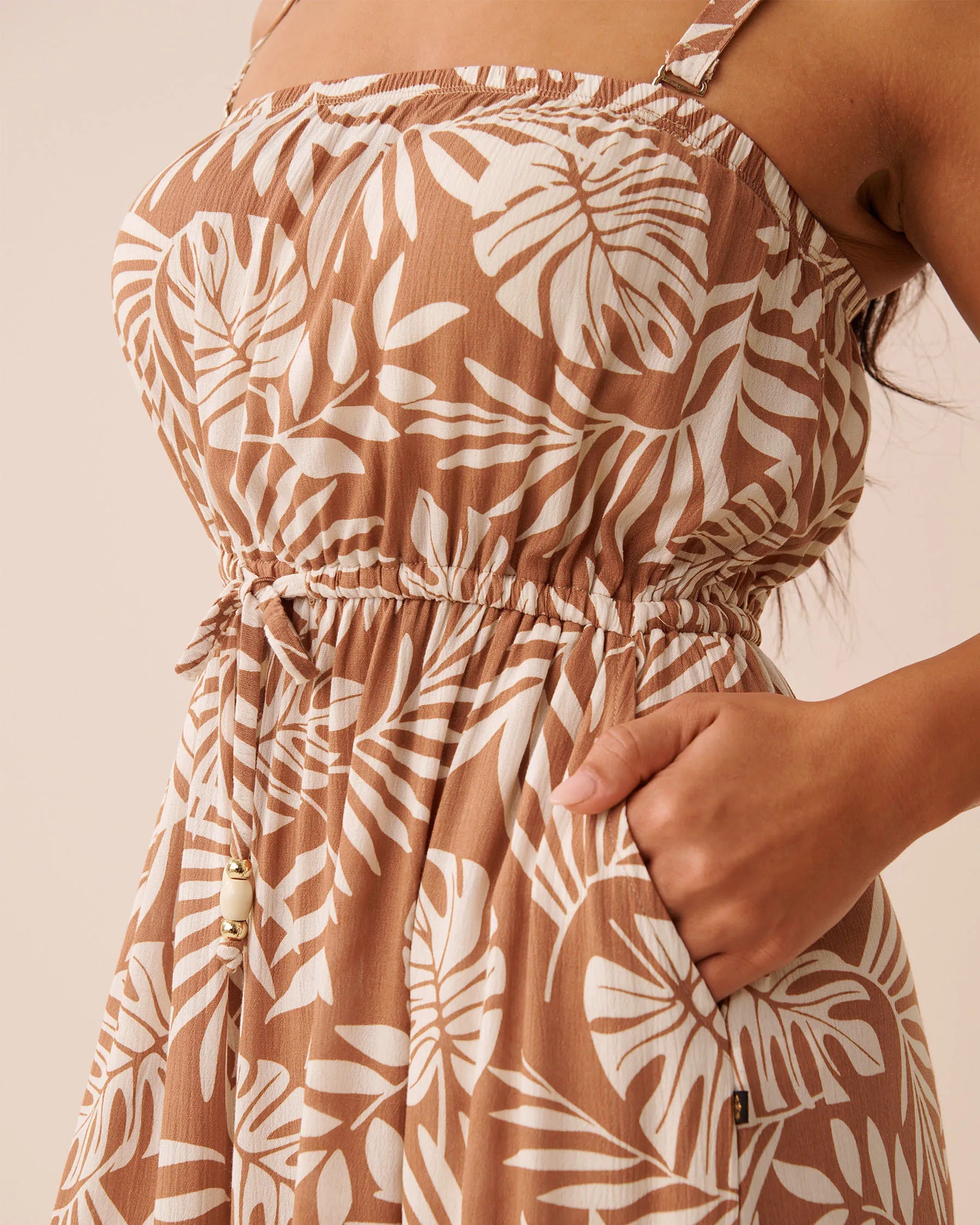 La Vie en Rose Mocha Mousse Grace Bay Placeme Women Tropical Gauze Maxi Dress SKU: 80300135_P20087 Image 04