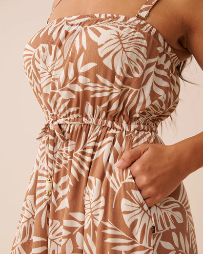 La Vie en Rose Mocha Mousse Grace Bay Placeme Women Tropical Gauze Maxi Dress SKU: 80300135_P20087 Image 04