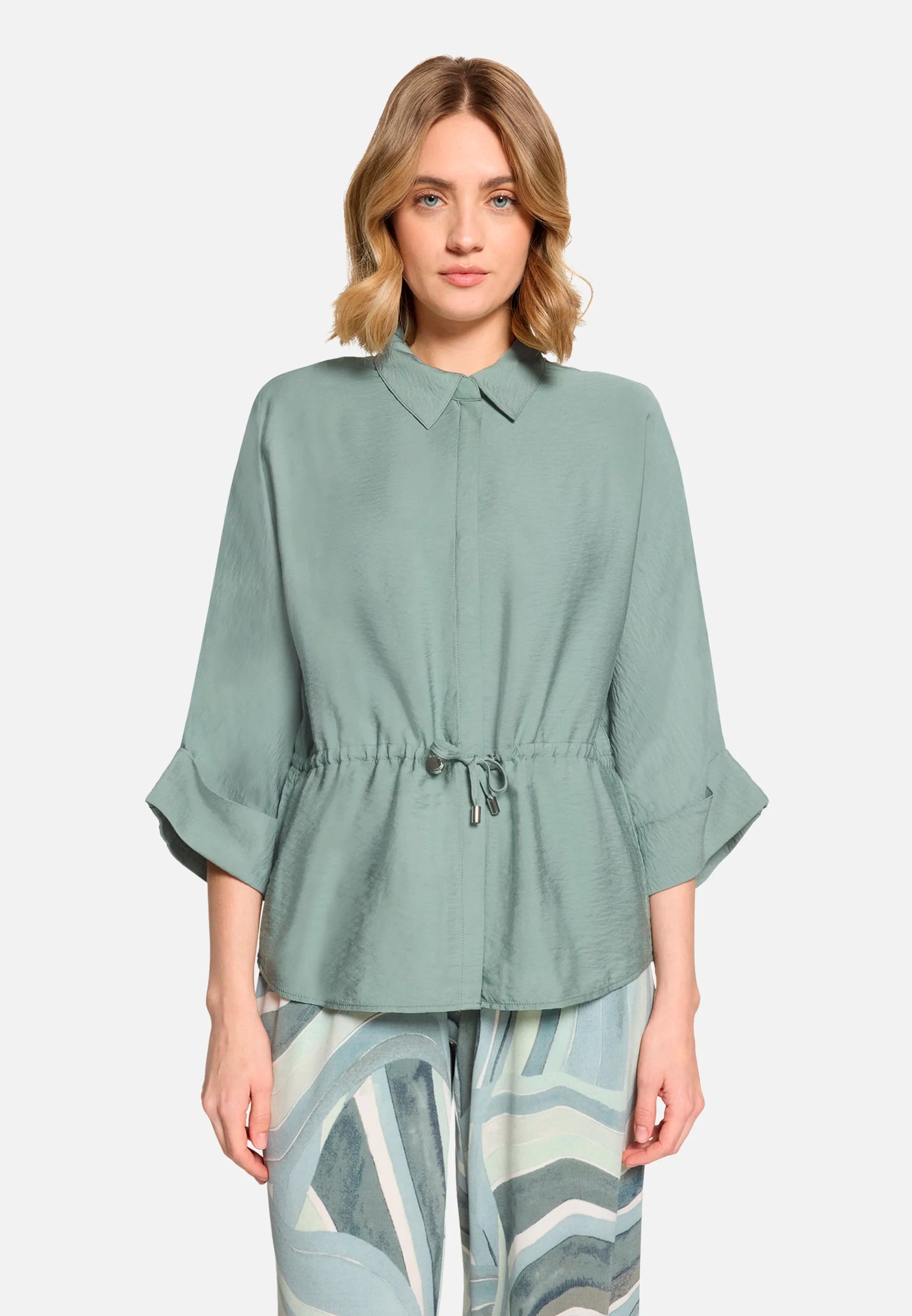 Betty Barclay Chinois Green Women Blouse Jacket with Drawstring SKU: 8031-1836_9194 Image 01