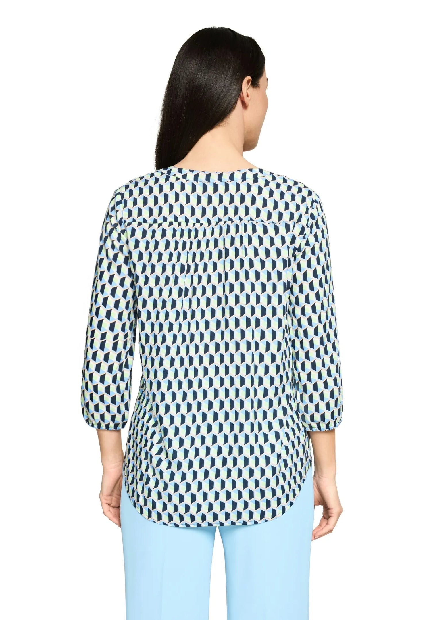 Betty Barclay Blue/Green Women Slip-On Blouse with 3/4 Sleeves SKU: 8034-1855_8850 Image 02