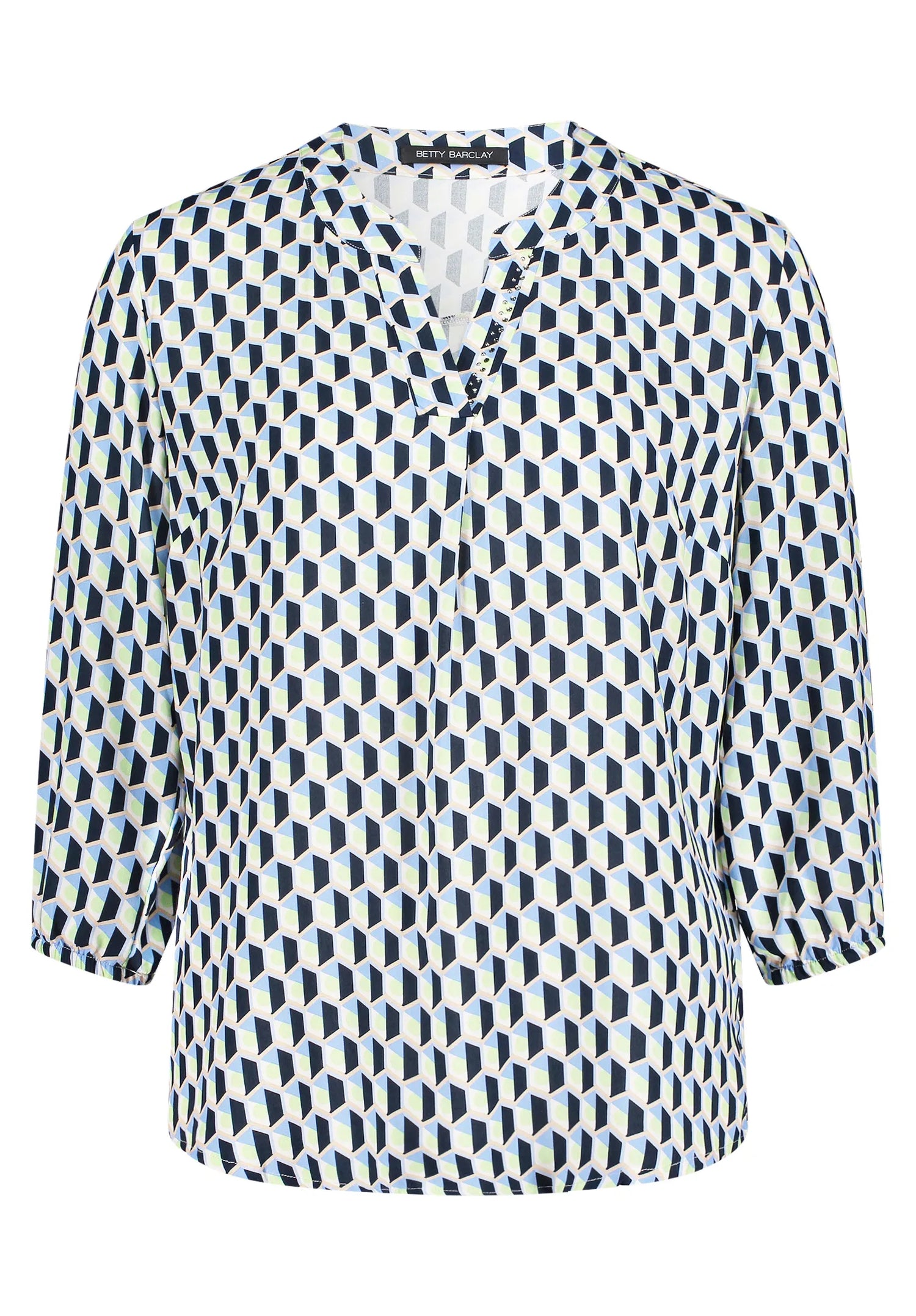 Betty Barclay Blue/Green Women Slip-On Blouse with 3/4 Sleeves SKU: 8034-1855_8850 Image 06