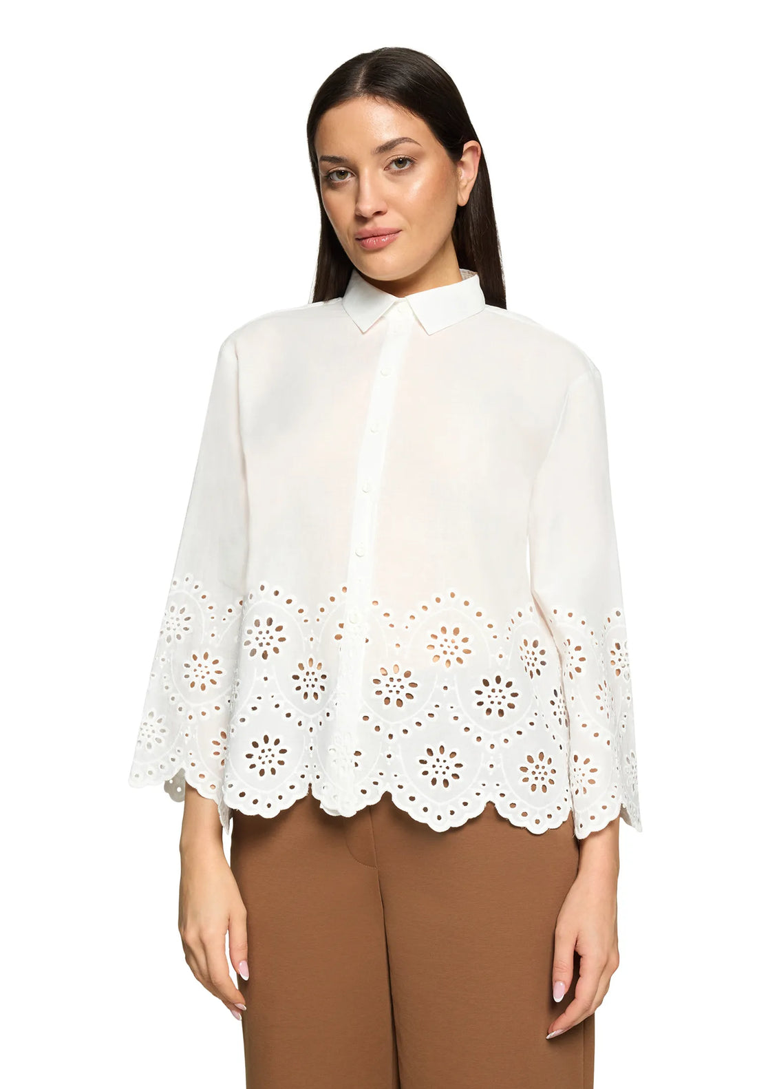 Betty Barclay Offwhite Women Lace Blouse with Decorative Edges SKU: 8036-1926_1014 Image 03