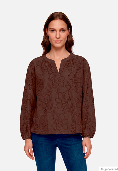Betty Barclay Muskat Women Long-Sleeved Slip-On Blouse with Embroidery SKU: 8114-1664_7063 Image 01