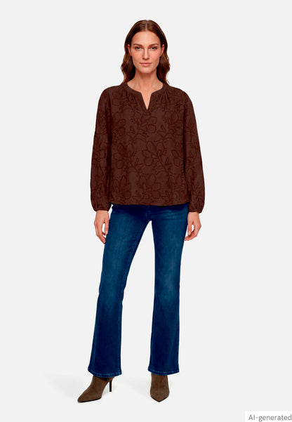Betty Barclay Muskat Women Long-Sleeved Slip-On Blouse with Embroidery SKU: 8114-1664_7063 Image 02