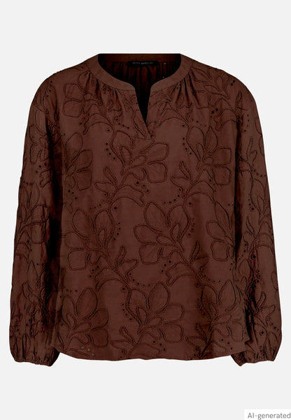 Betty Barclay Muskat Women Long-Sleeved Slip-On Blouse with Embroidery SKU: 8114-1664_7063 Image 04