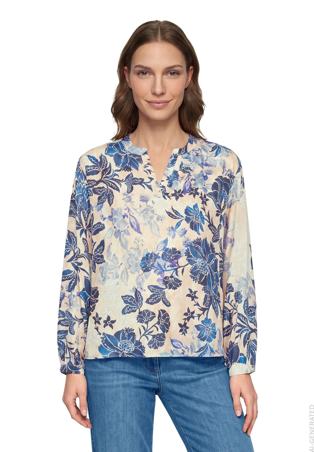 Betty Barclay Beige/Blue Women Overblouse SKU: 8117-1703_7884 Image 01