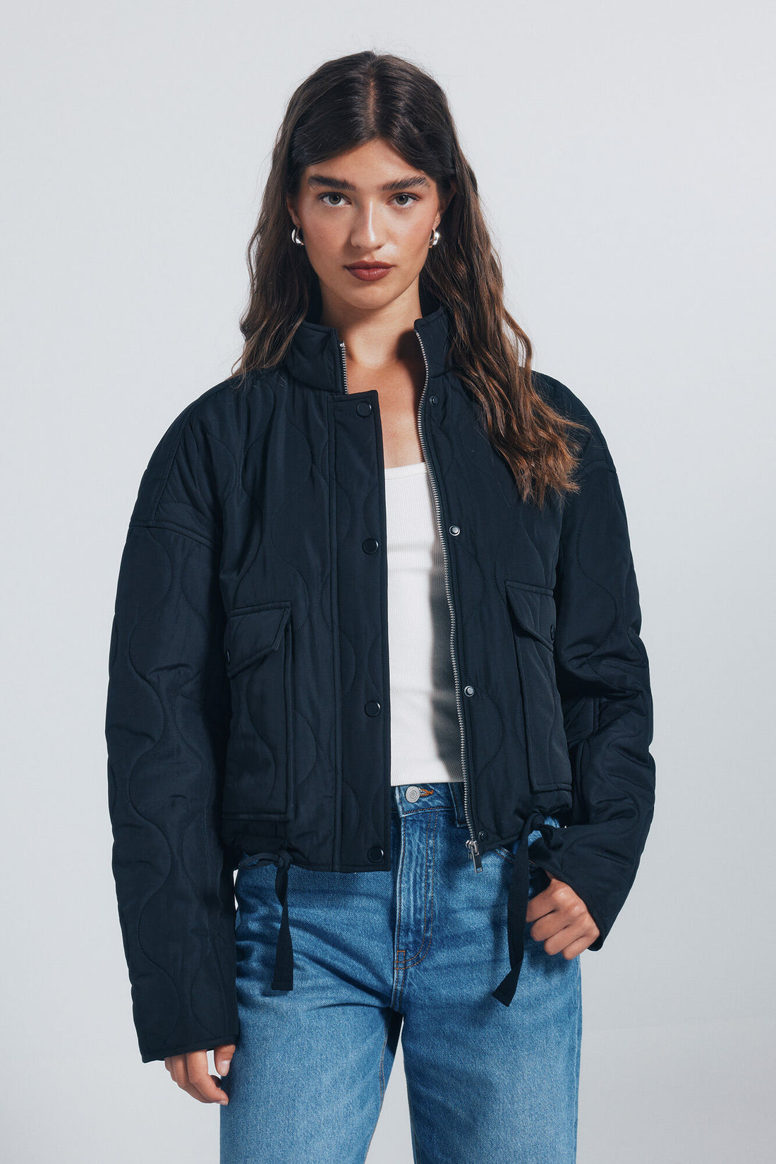 Springfield_Black_Quilted Jacket Pockets_8272803_35_01