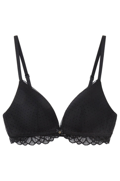 Lovely Black Tulle Lace Triangle Bra In Different Cup Sizes_09