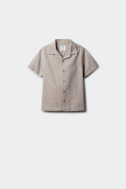 Springfield Beige Boys Linen-Look Short Sleeve Shirt SKU: 8483000_55 Image 01
