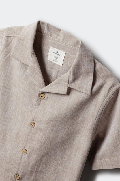 Springfield Beige Boys Linen-Look Short Sleeve Shirt SKU: 8483000_55 Image 03