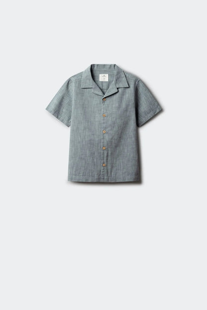 Springfield Blue Boys Linen-Look Short Sleeve Shirt SKU: 8483000_83 Image 01