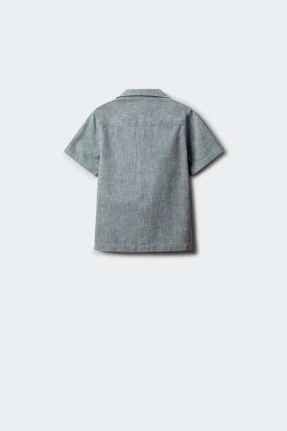 Springfield Blue Boys Linen-Look Short Sleeve Shirt SKU: 8483000_83 Image 02