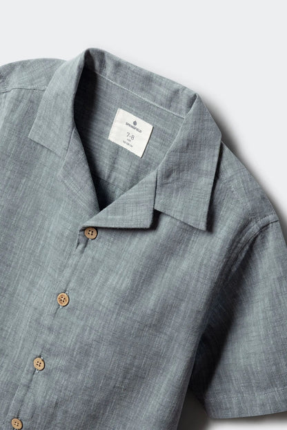 Springfield Blue Boys Linen-Look Short Sleeve Shirt SKU: 8483000_83 Image 03