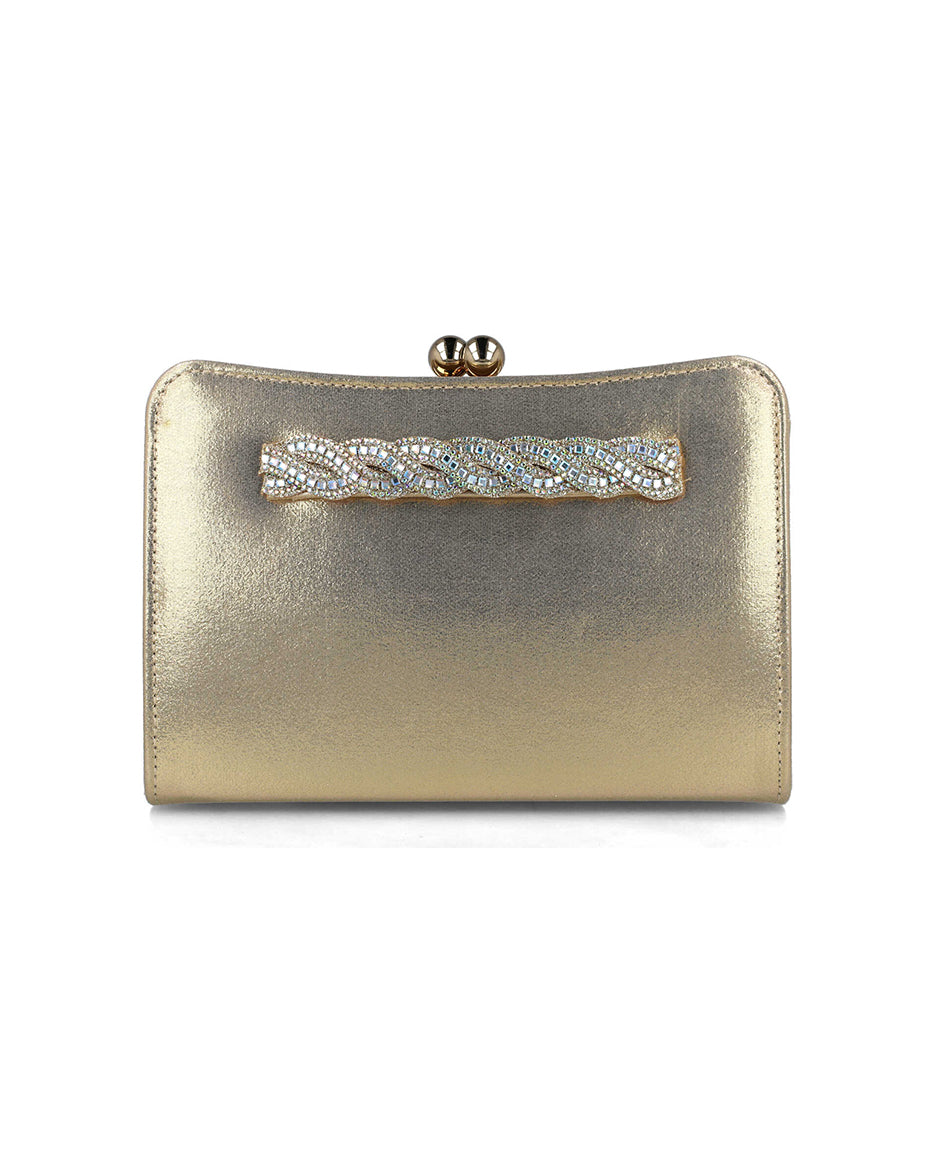 Gold Clutch With Embellished Hand Strap_85490_00_01