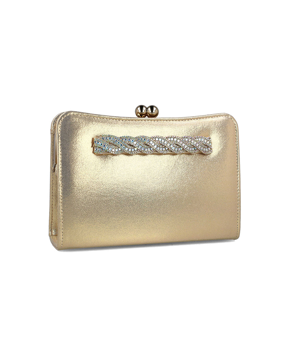 Gold Clutch With Embellished Hand Strap_85490_00_02