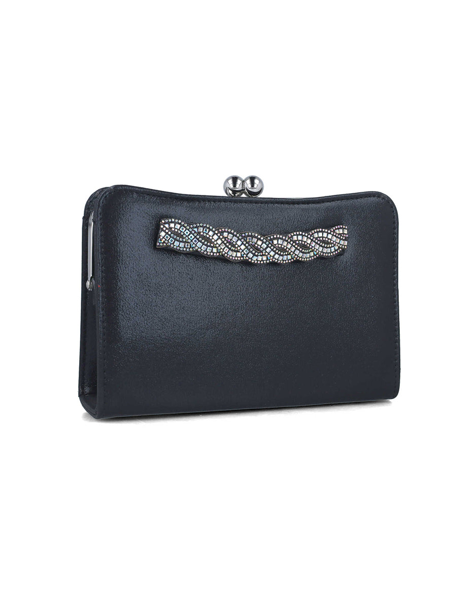 Black Clutch With Embellished Hand Strap_85490_01_02