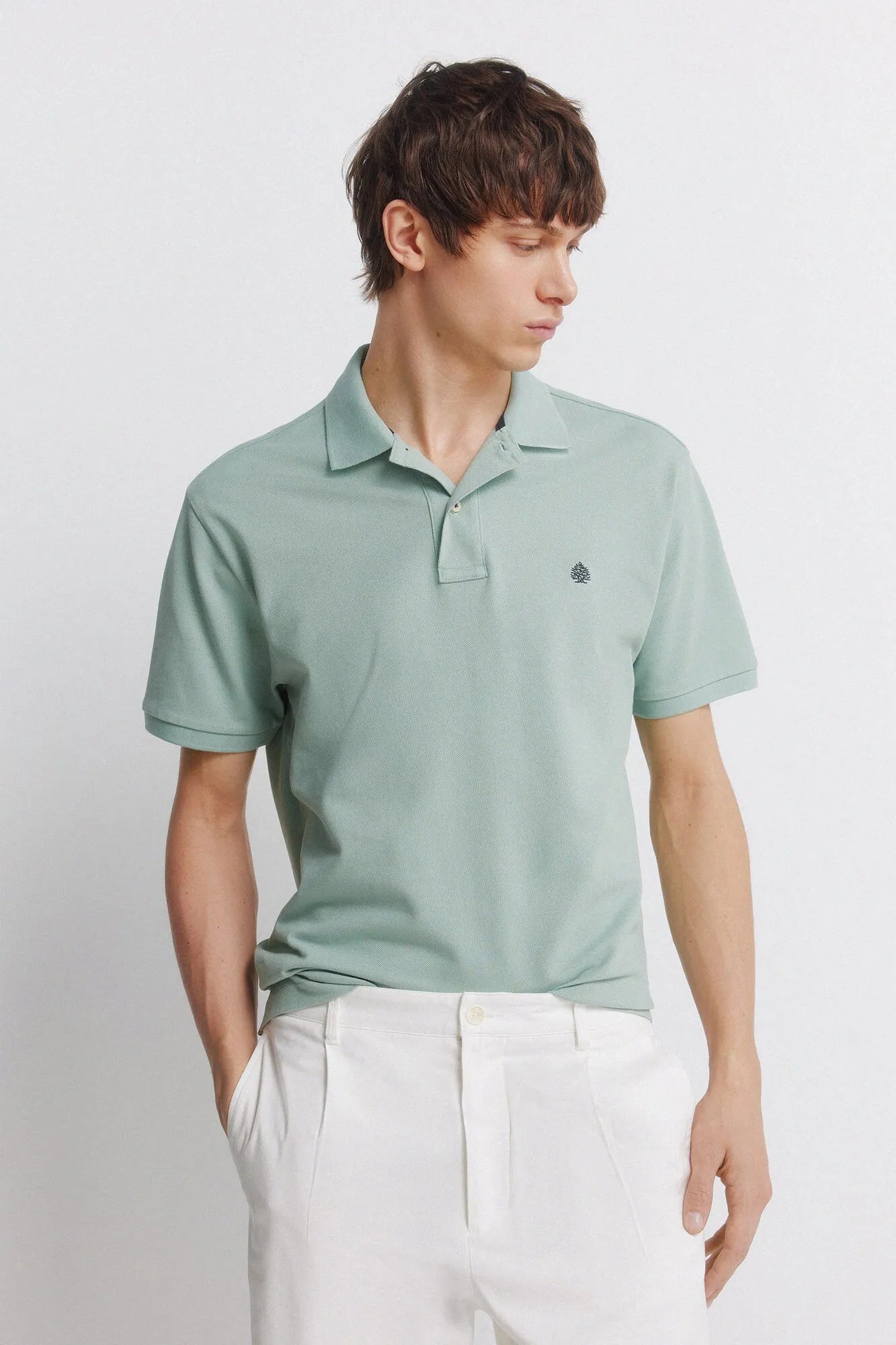 Springfield Green Men Basic Regular Fit Polo Shirt Springfield SKU: 8551097_27 Image 01