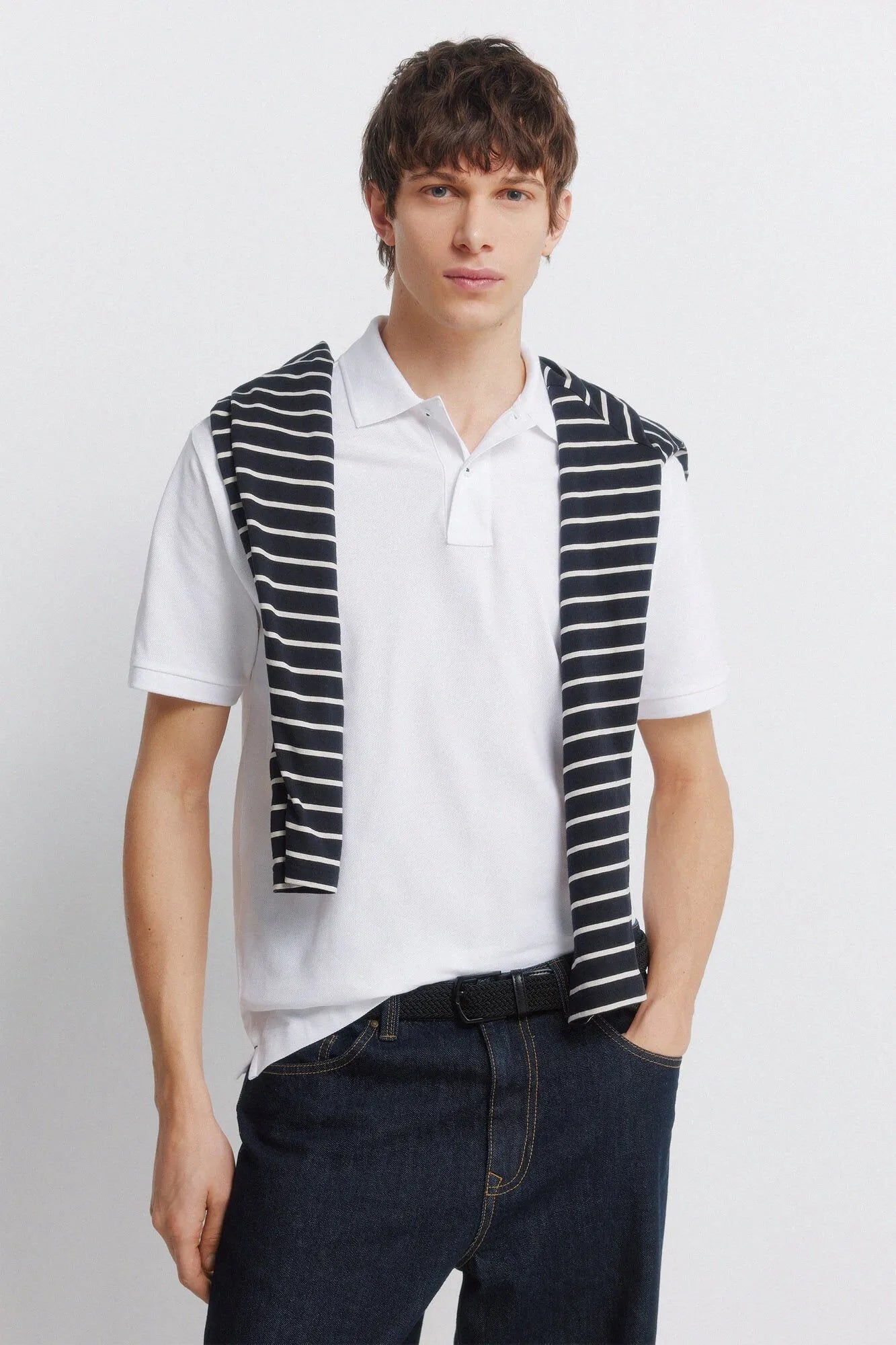 Springfield White Men Basic Regular Fit Polo Shirt Springfield SKU: 8551097_99 Image 01