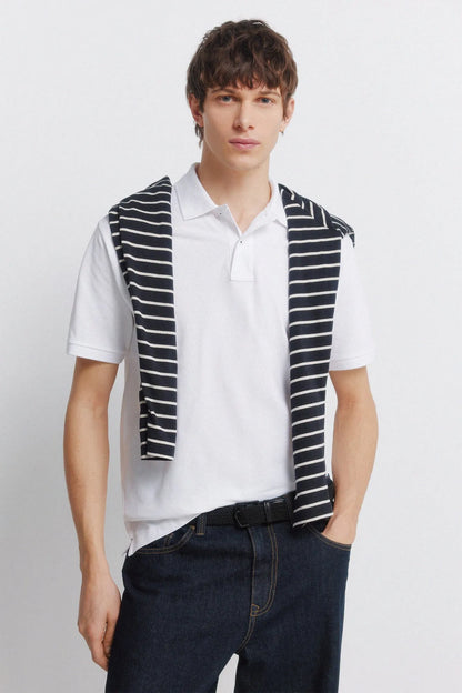 Springfield White Men Basic Regular Fit Polo Shirt Springfield SKU: 8551097_99 Image 01