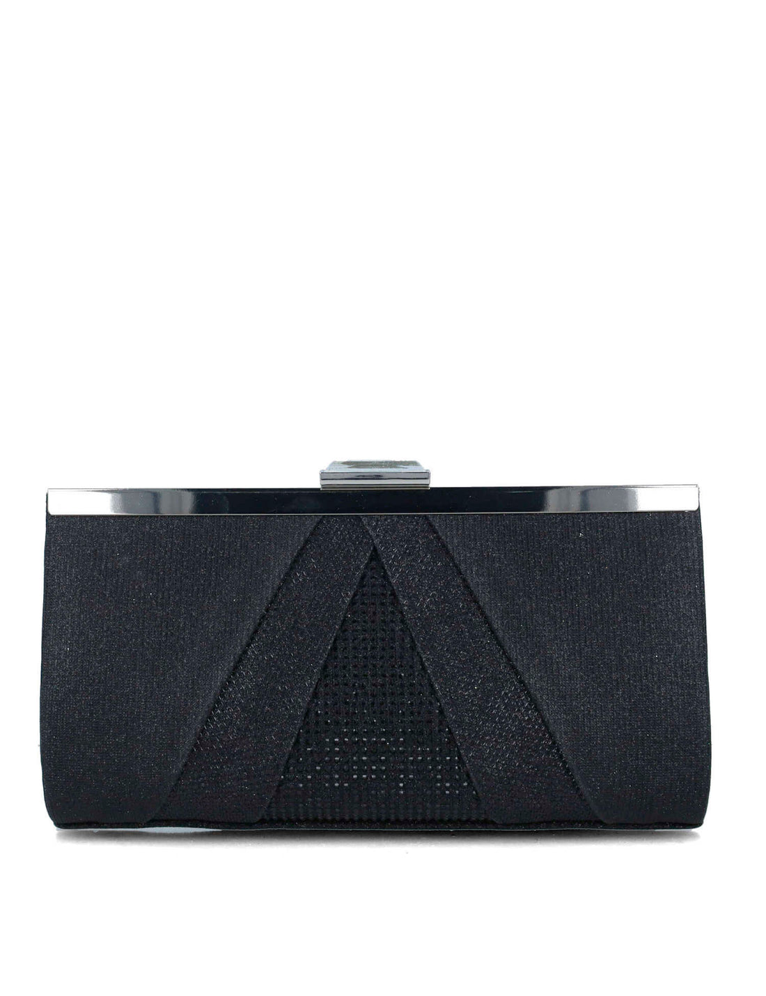 Black Clutch With Silver Hardware_85511_01_01