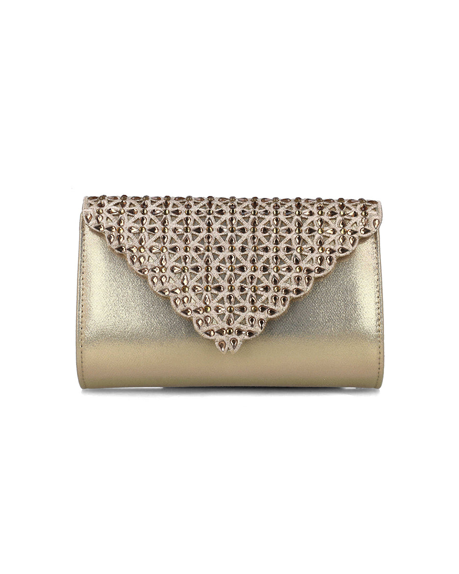 Gold Clutch With Embellished Flap_85540_00_01