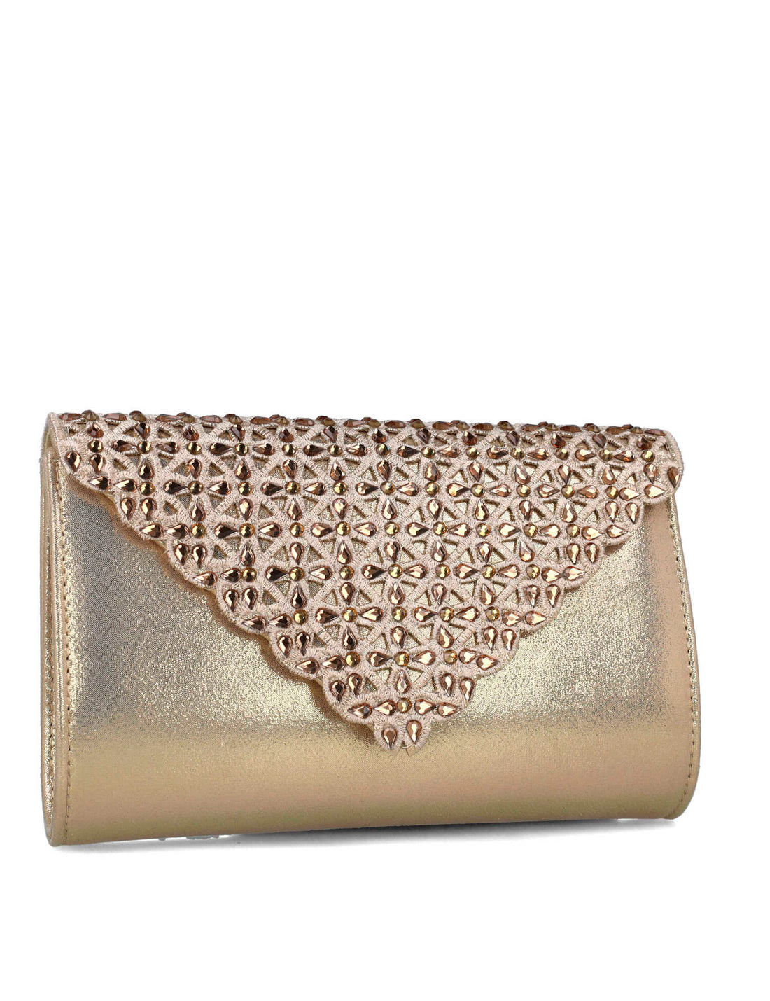 Gold Clutch With Embellished Flap_85540_00_02