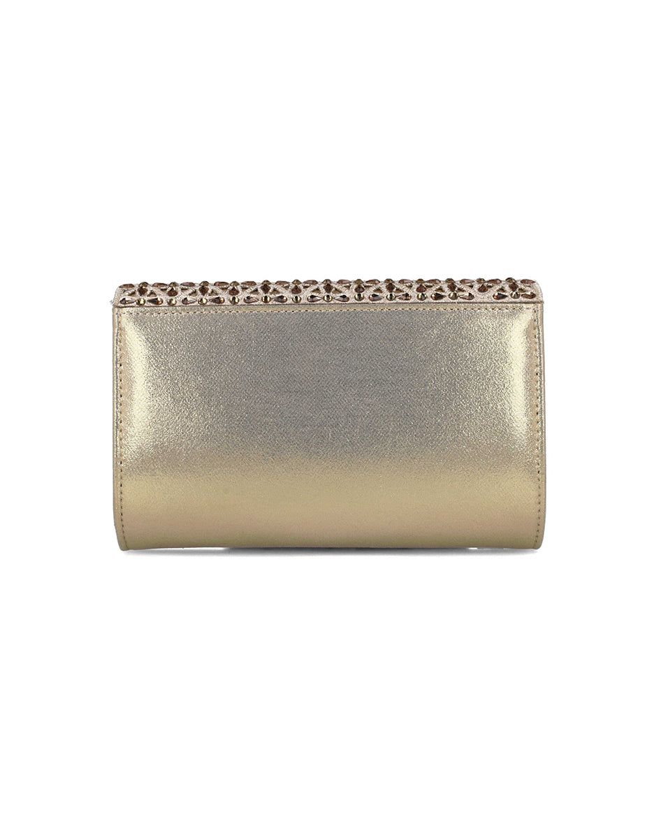 Gold Clutch With Embellished Flap_85540_00_03