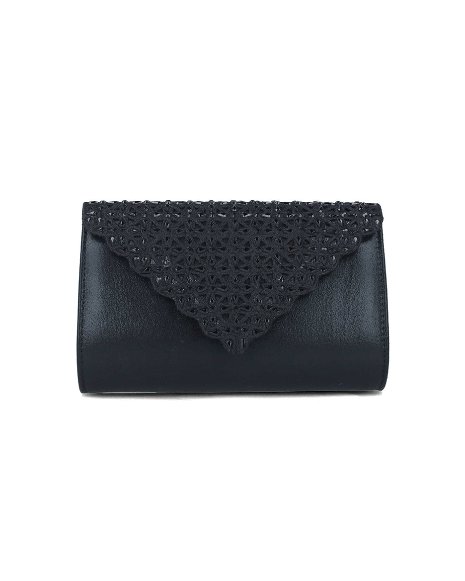 Black Clutch With Embellished Flap_85540_01_01