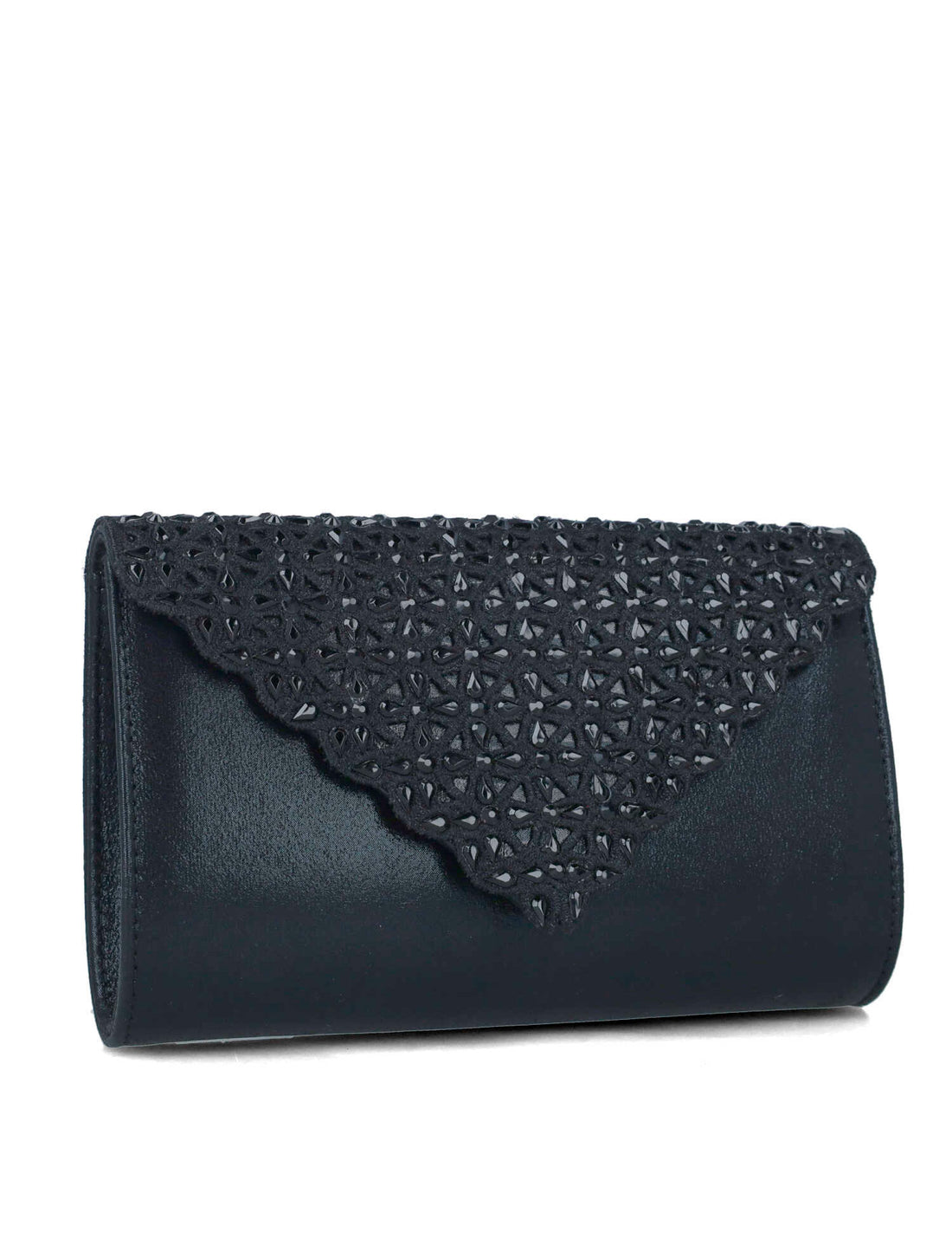 Black Clutch With Embellished Flap_85540_01_02