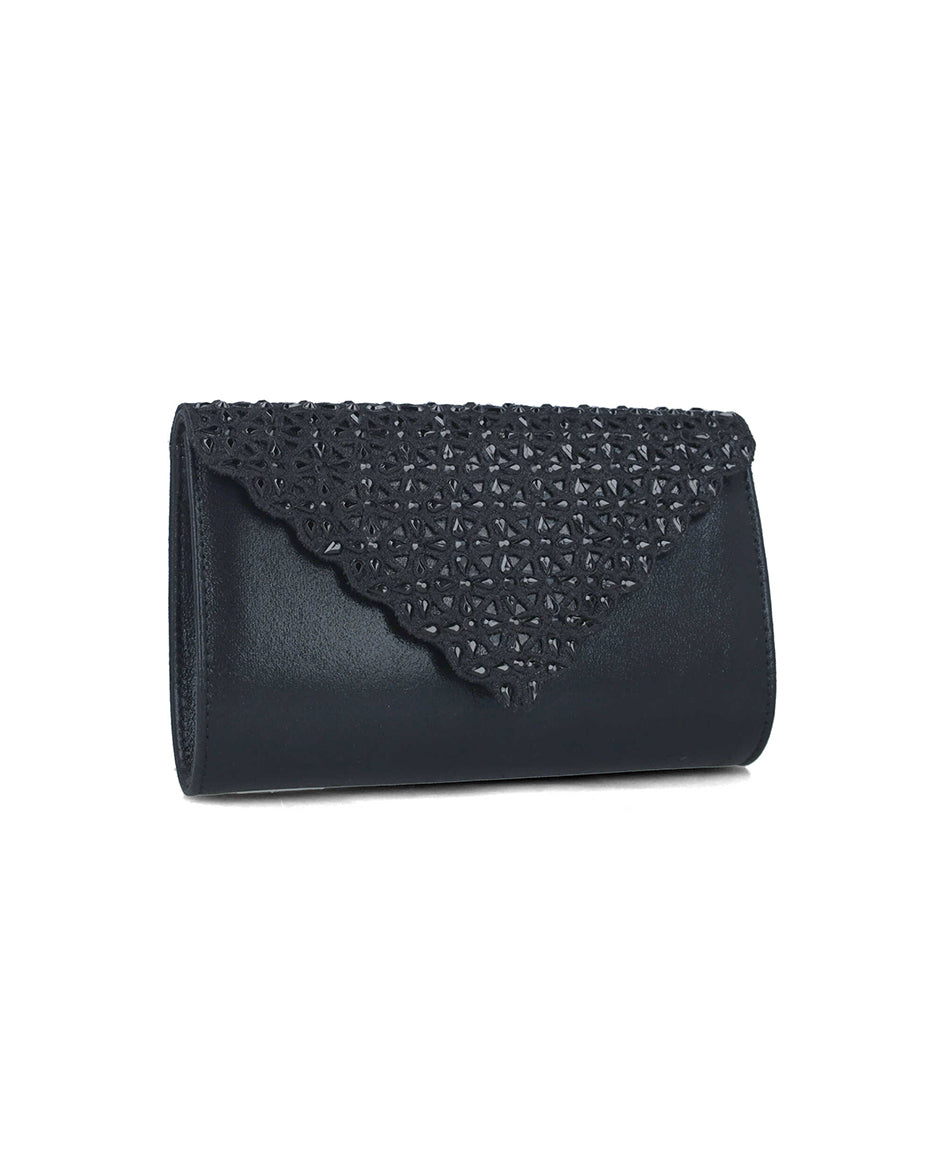 Black Clutch With Embellished Flap_85540_01_02