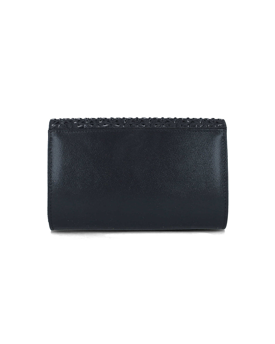 Black Clutch With Embellished Flap_85540_01_03