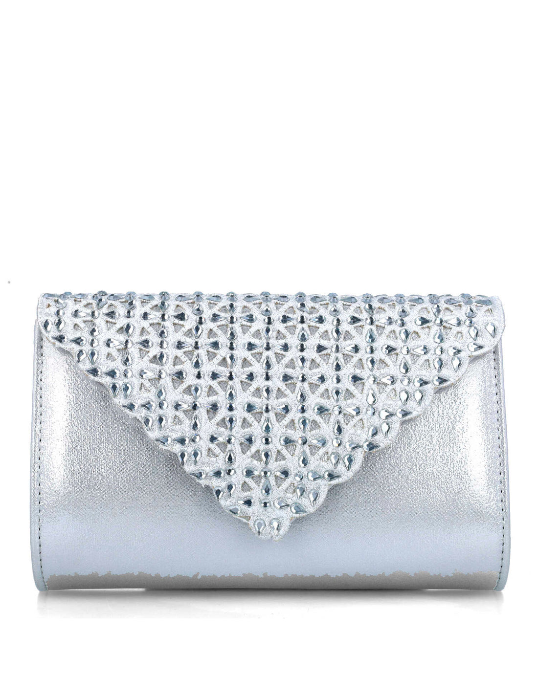 Silver Clutch With Embellished Flap_85540_09_01