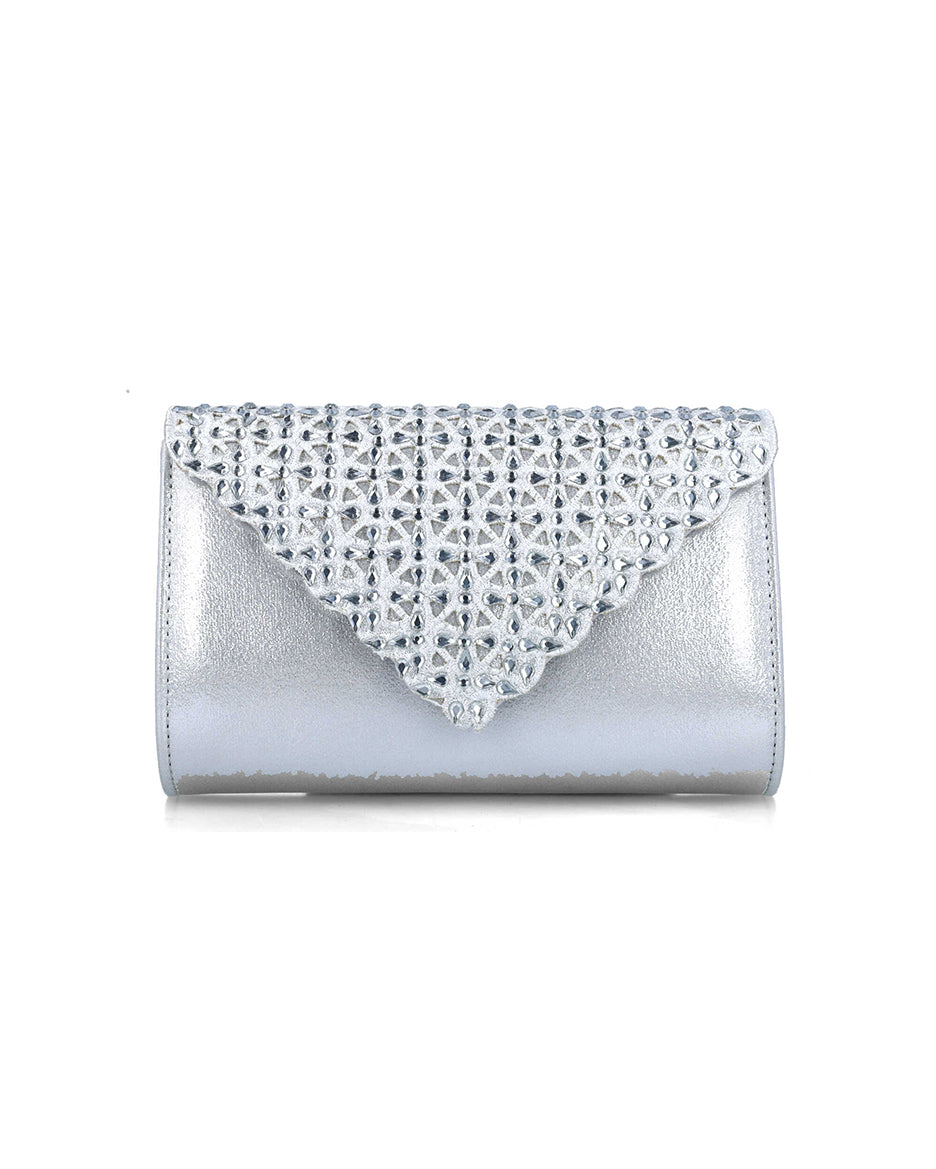 Silver Clutch With Embellished Flap_85540_09_01