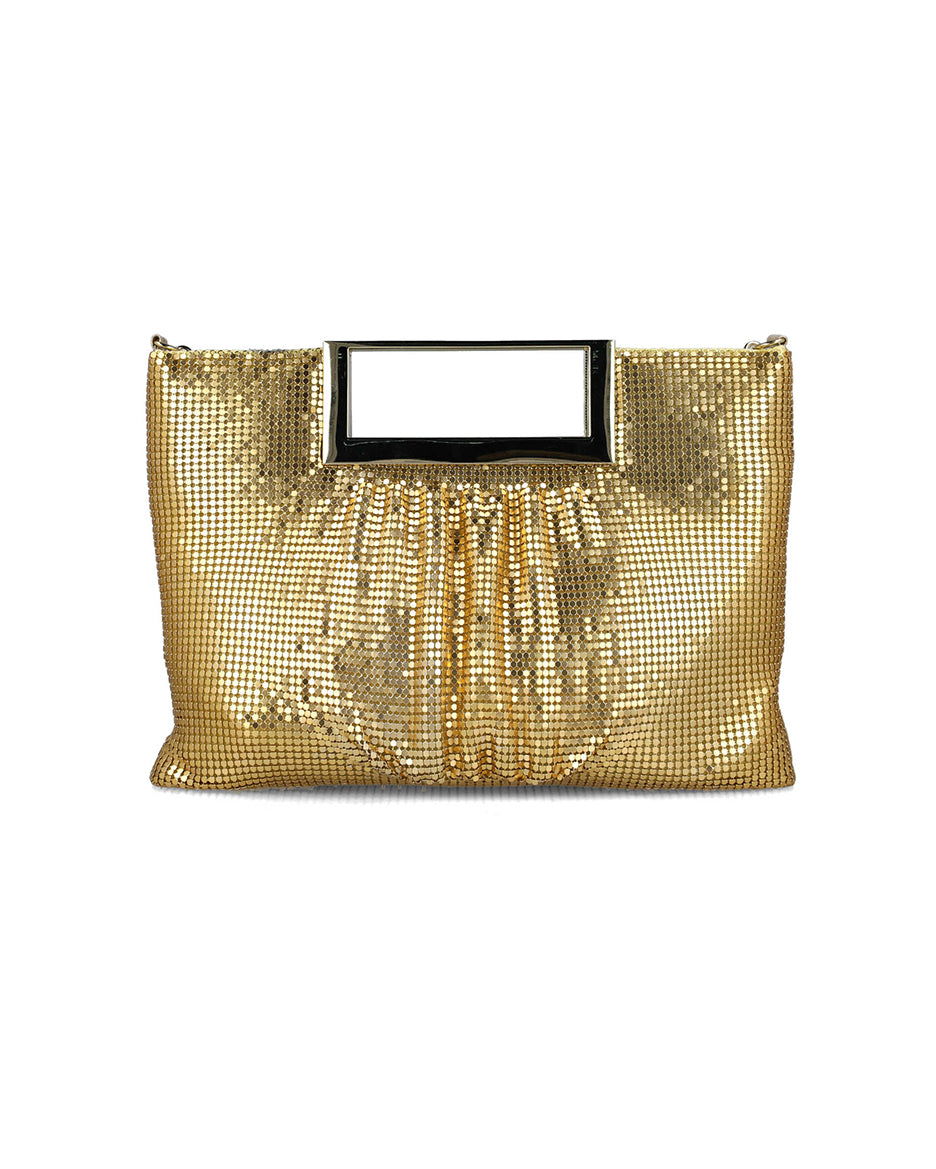 Gold Puffy Handbag With Metallic Handle_85560_00_01