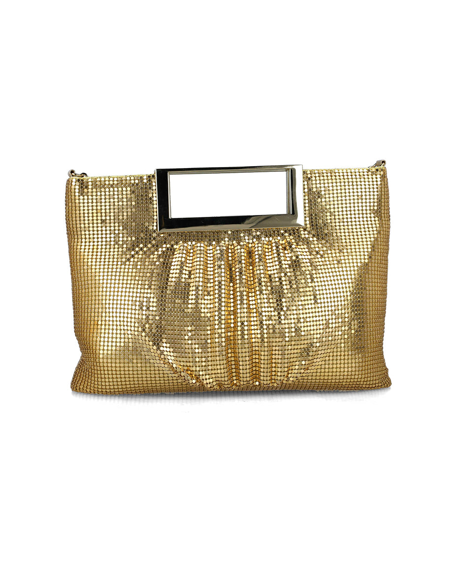 Gold Puffy Handbag With Metallic Handle_85560_00_03