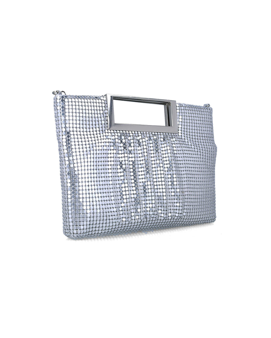 Silver Puffy Handbag With Metallic Handle_85560_09_02