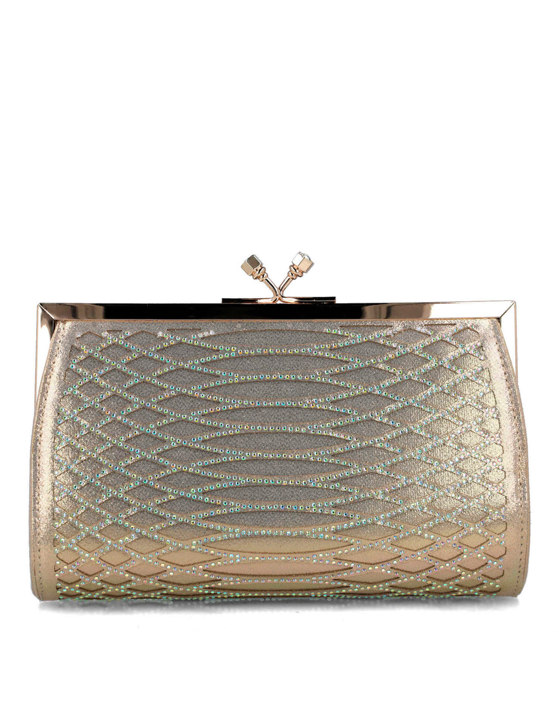Gold Clutch In Imitation Snake Leather_85597_00_01