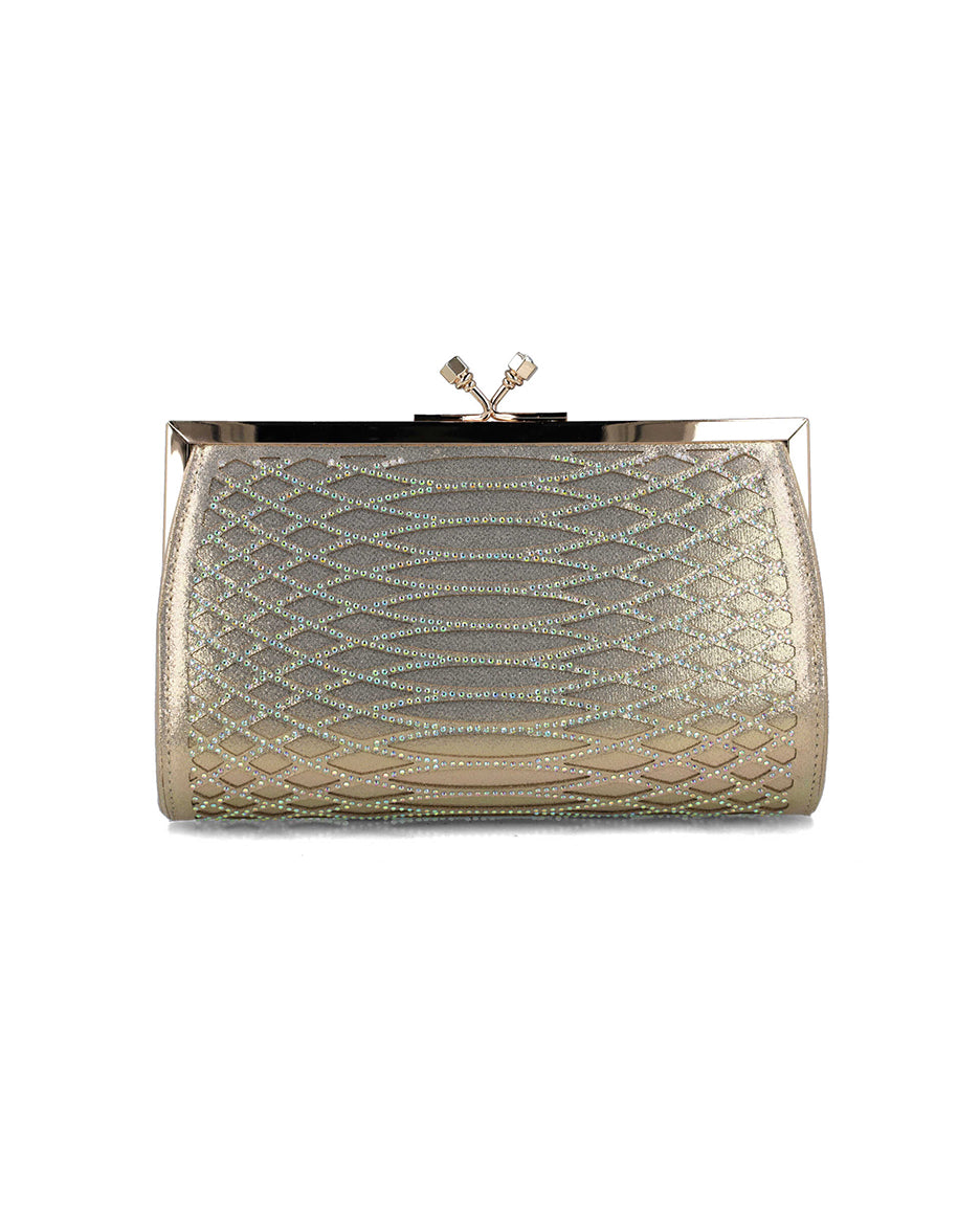 Gold Clutch In Imitation Snake Leather_85597_00_01