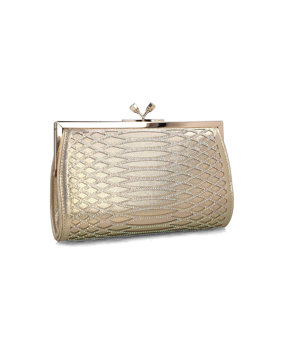 Gold Clutch In Imitation Snake Leather_85597_00_02