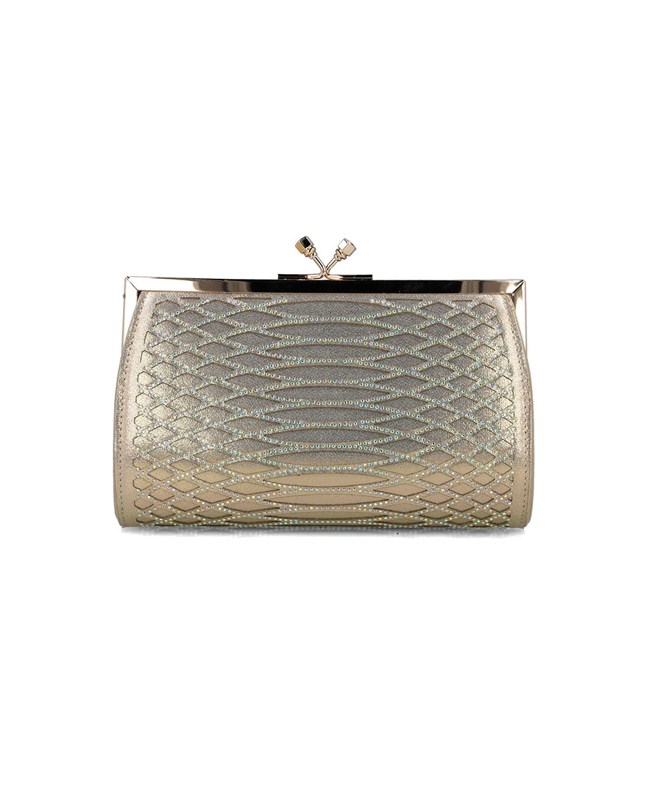 Gold Clutch In Imitation Snake Leather_85597_00_03